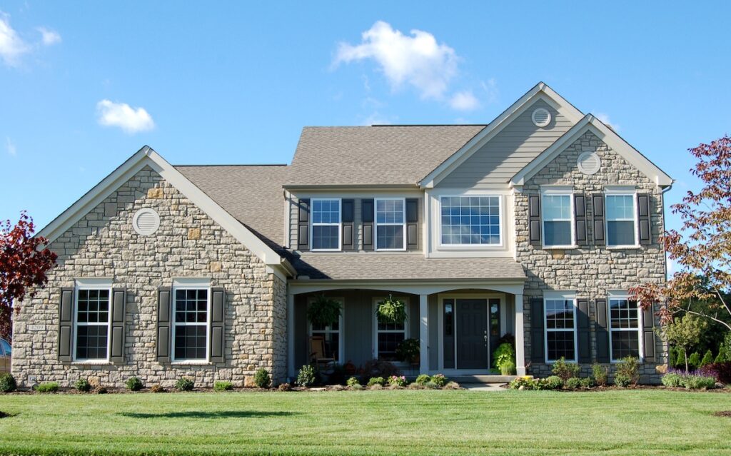 house with stone siding