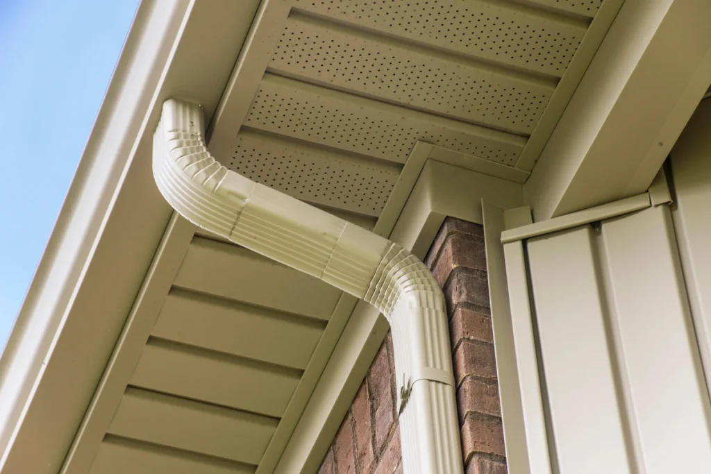 close up of gutter fascia and soffit on roof