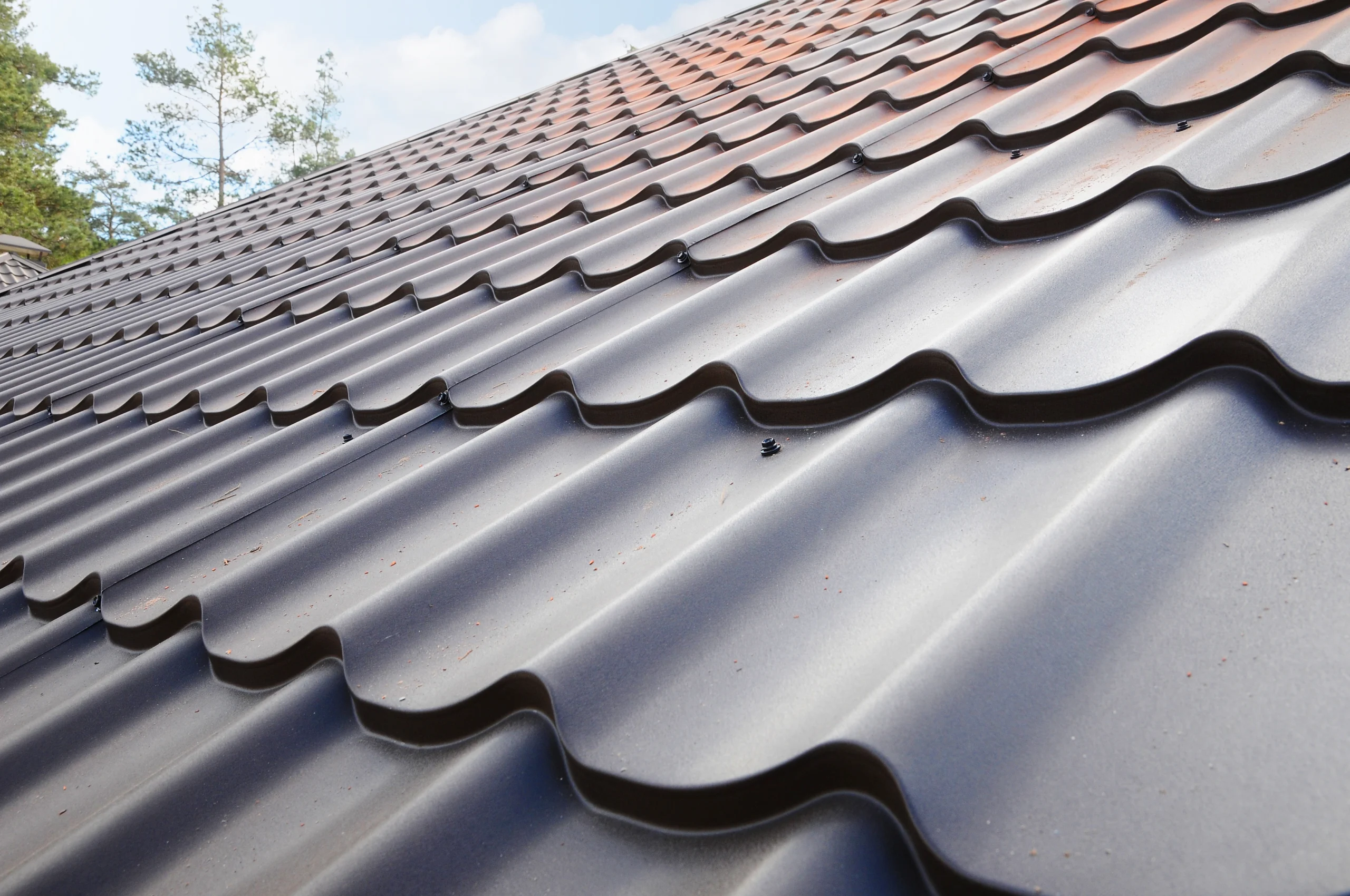 Close up of metal shingles