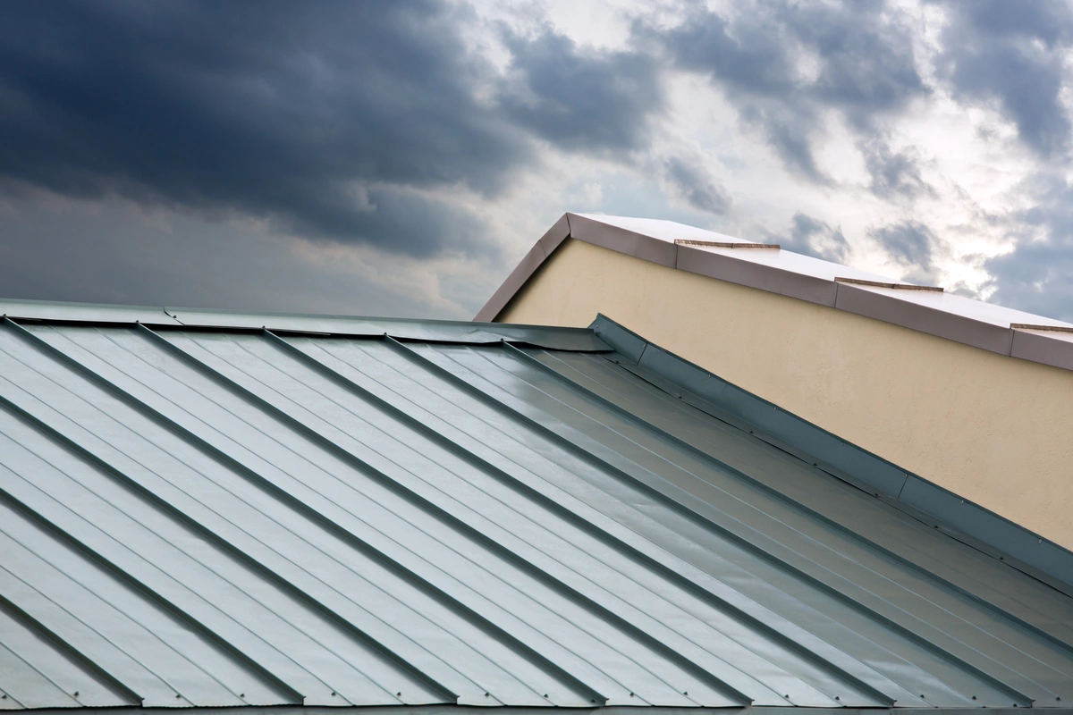 stormy sky and metal roof