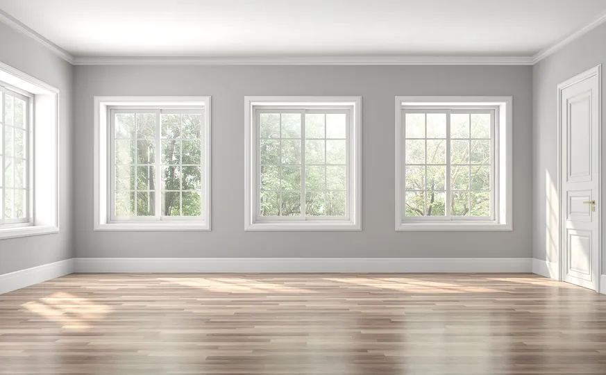 Light gray room with newly installed windows in Elk River