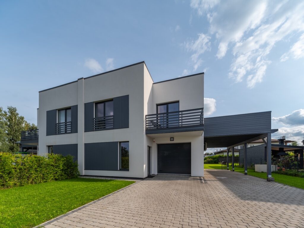 flat roof on modern house