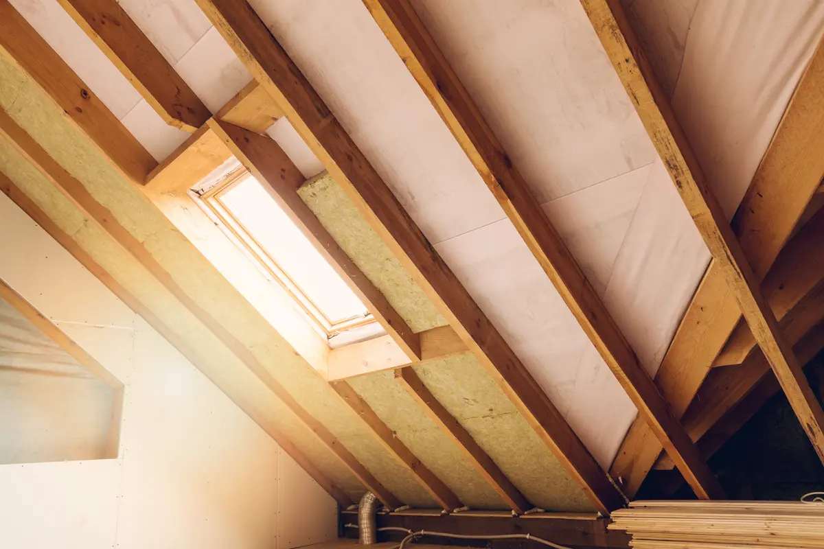 half installed attic insulation