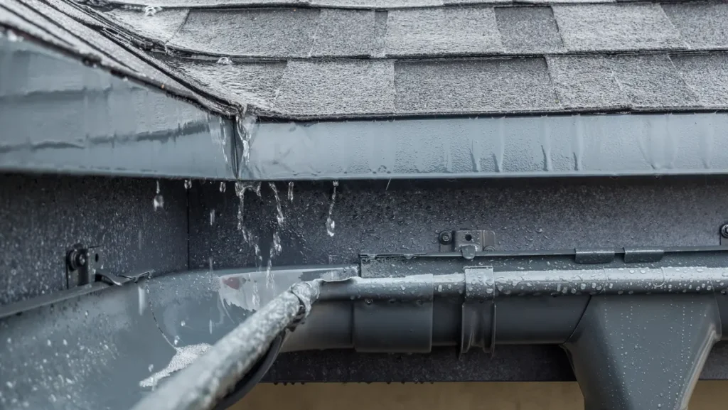 water falling in gutters